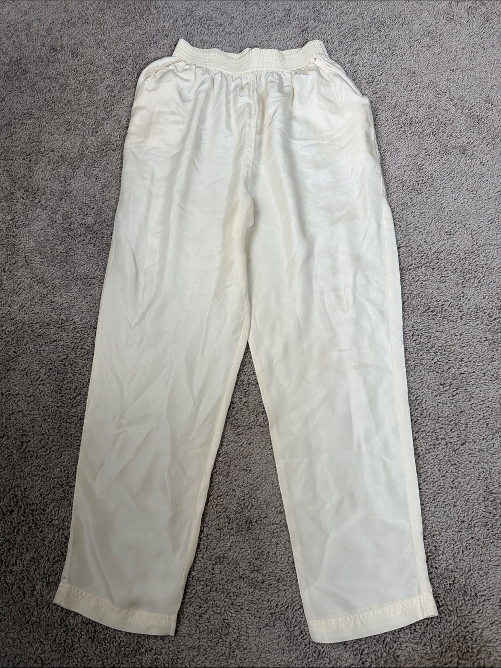 Vintage Cream Elastic-Waist Women's Trousers
